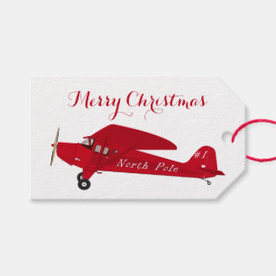 Étiquettes-cadeau Avion rouge vintage Joyeux Noël Tags cadeaux