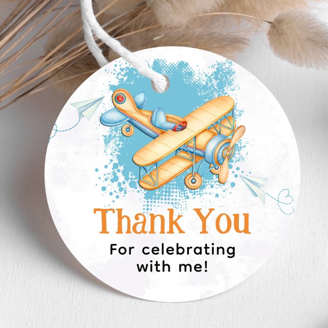 Étiquettes Cadeau Avion vintage 1er anniversaire (Créateur téléchargé)