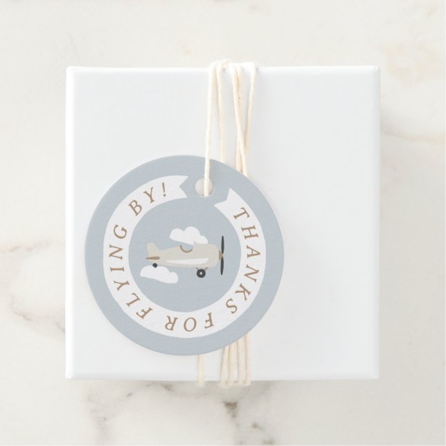 Étiquettes Cadeau Avion vintage Boys Anniversaire Merci (En situation)