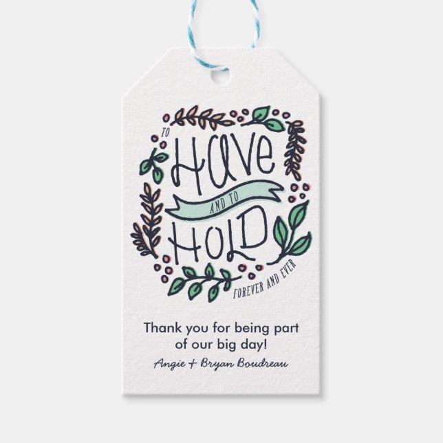 Étiquettes-cadeau Avoir et tenir Rustique Floral Wedding Favor étiqu (Devant)