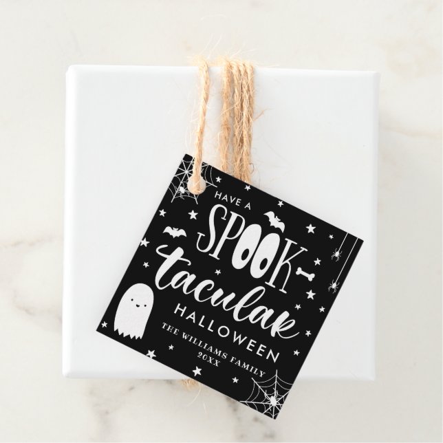 Étiquettes Cadeau Avoir Un Halloween Spotaculaire Noir & Blanc (En situation)