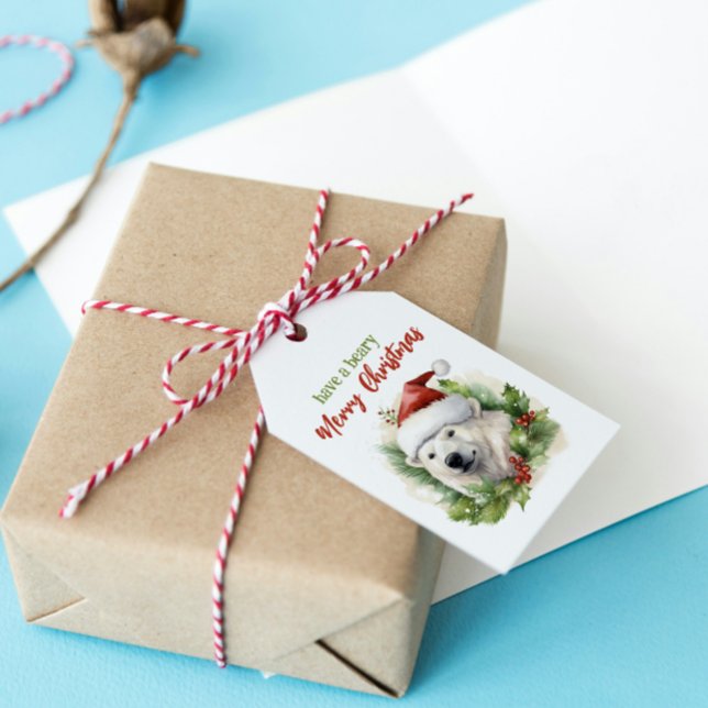 Étiquettes-cadeau Avoir Une Béarche Joyeux Ours Polaire De Noël Drôl (Créateur téléchargé)