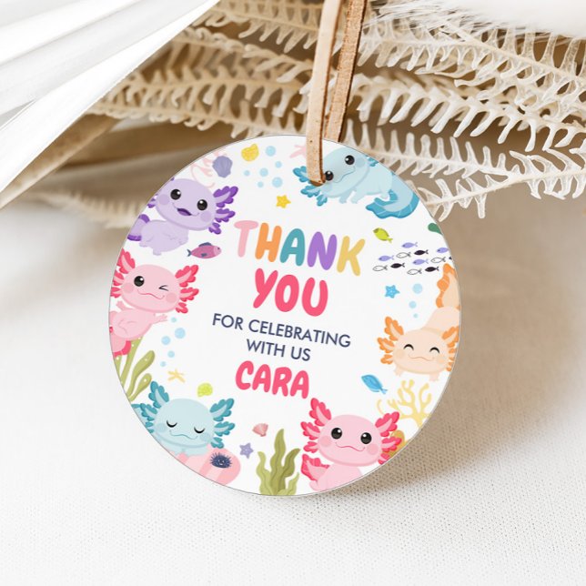 Étiquettes Cadeau Axolotl Alotl Fun Anniversaire Fête Round Favorise (Axolotl Birthday Party Round Favor Tags)