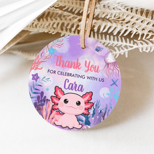 Étiquettes Cadeau Axolotl Anniversaire Fête Ronde Favoriser Tags (Axolotl Birthday Party Round Favor Tags)