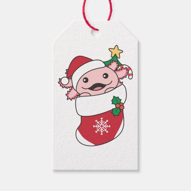 Étiquettes-cadeau Axolotl Noël Neige Animaux d'hiver Axolotls (Devant)