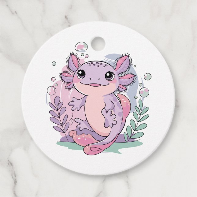Étiquettes Cadeau Axolotls mignons (Devant)
