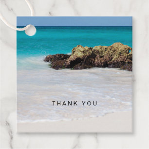 Étiquettes Cadeau Azure Ocean Sandy Beach Merci photo