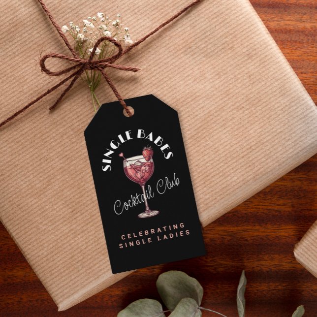 Étiquettes-cadeau Babes simples Cocktail rose de la fête de la Saint (Créateur téléchargé)