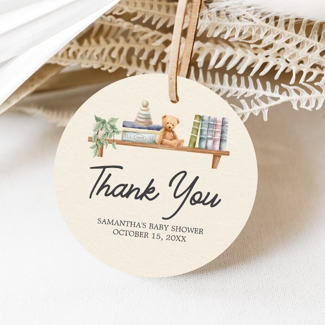 Étiquettes Cadeau Baby Books and Brunch Neutral Baby Shower (Books and Brunch Baby Shower Favor Tags)