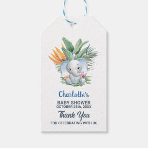 Étiquettes-cadeau Baby Boy Elephant Baby shower Merci