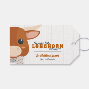 Étiquettes-cadeau Baby Boy Longhorn Burnt Orange