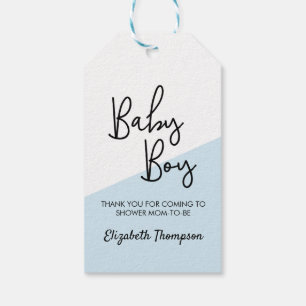 Étiquettes-cadeau Baby-boy Personnalisé Moderne Diagonal Bleu Baby S
