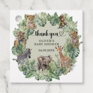 Étiquettes Cadeau Baby Boy Tropical Jungle Safari Animaux Douche