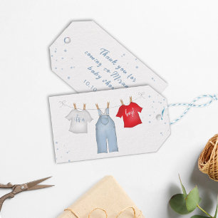 Étiquettes-cadeau Baby Boy Whimsical Denim Baby shower bleu
