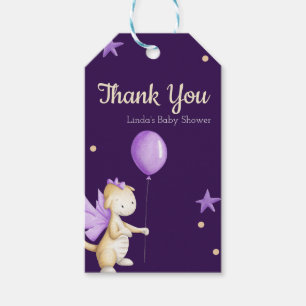 Étiquettes-cadeau Baby Dragon Purple Baby shower Merci Tags cadeaux