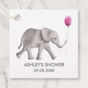 Étiquettes Cadeau Baby Elephant Baby shower Tags cadeaux, rose et gr