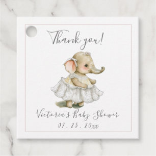 Étiquettes Cadeau Baby Elephant Girl Baby shower Favoriser Tags