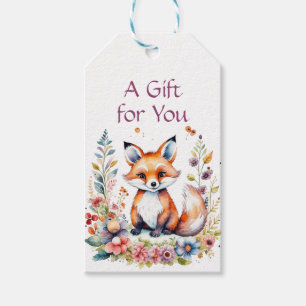 Étiquettes-cadeau Baby Fox en fleurs fête d'anniversaire