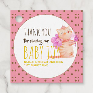 Étiquettes Cadeau Baby Girl 1er Anniversaire Douche Princesse Chats 