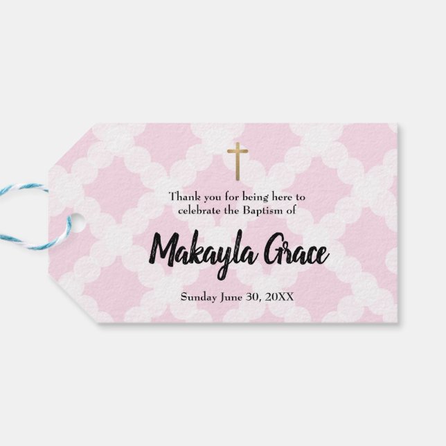Étiquettes-cadeau Baby Girl Baptism Merci horizontal (Dos Horizontal)