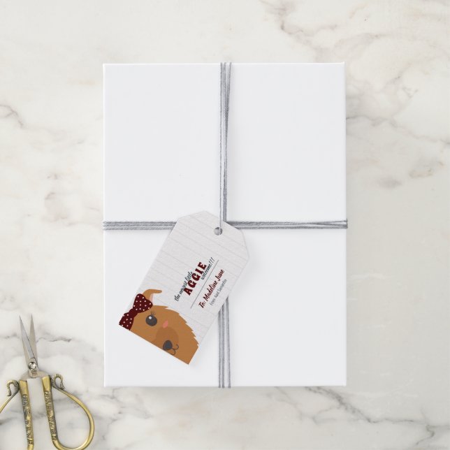 Étiquettes-cadeau Baby Girl Chien Maroon (Avec de la ficelle)