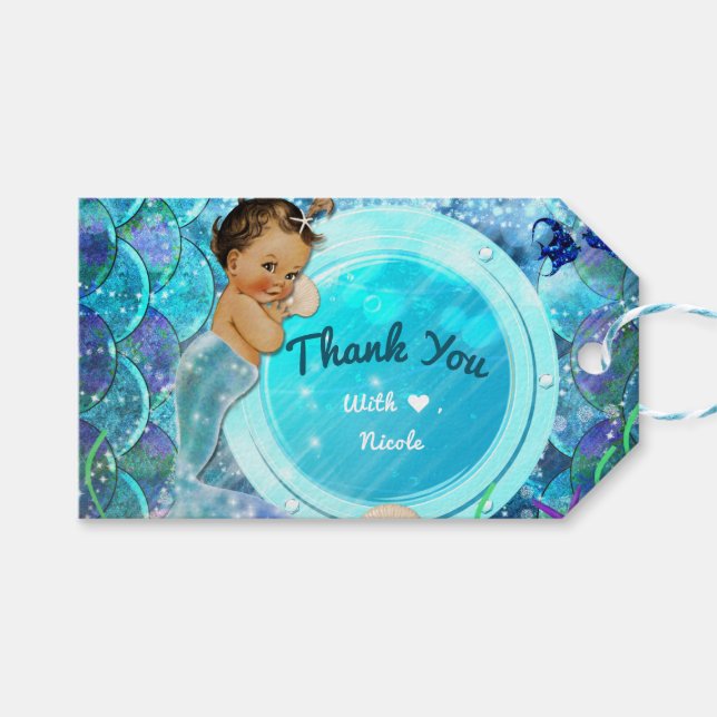 Étiquettes-cadeau Baby Girl Enchanted Mermaid Baby shower Party (Devant (Horizontal))