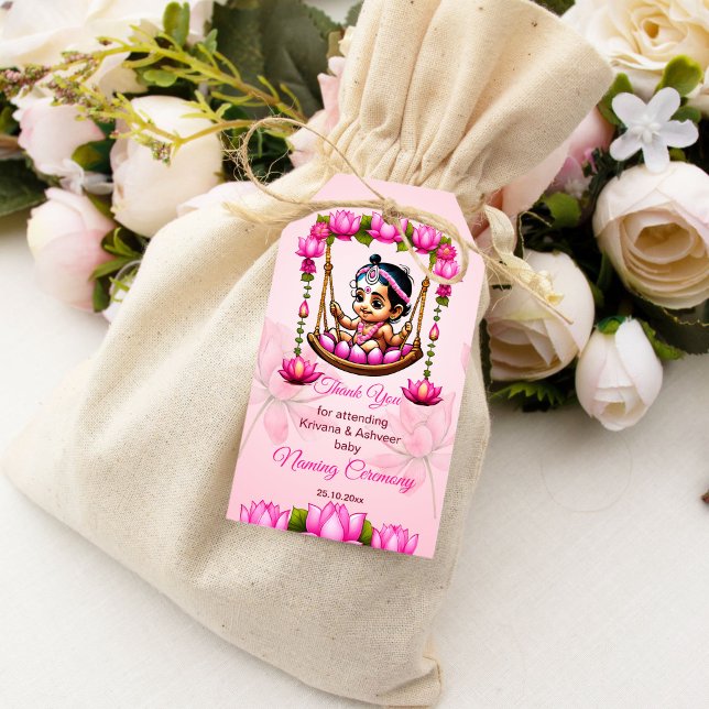 Étiquettes-cadeau Baby Girl Naming Namkaran Cradle Merci (Créateur téléchargé)