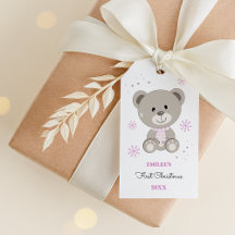 Baby Girls First Christmas Teddy Bear Rose