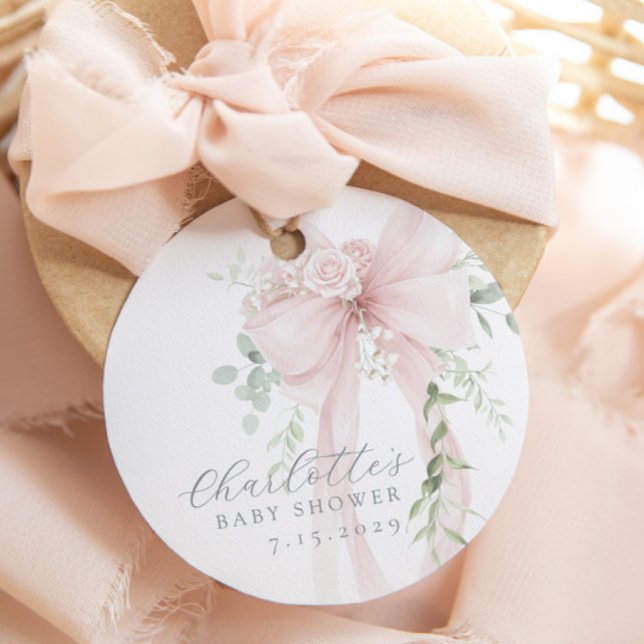 Étiquettes Cadeau Baby in bloom Bow baby Shower Thank you (Créateur téléchargé)