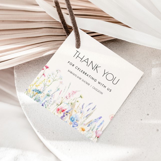 Étiquettes Cadeau Baby in Bloom Elégant Baby shower Fleur sauvage (Créateur téléchargé)