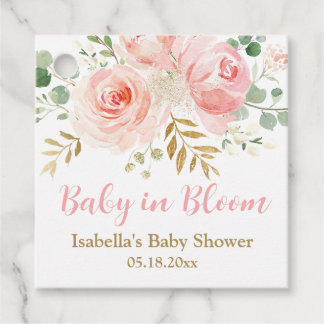 Étiquettes Cadeau Baby in Bloom Favor Tags, Blush Pink Baby shower
