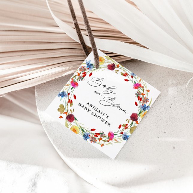 Étiquettes Cadeau Baby in Bloom Fleur sauvage Baby shower Favor (Créateur téléchargé)
