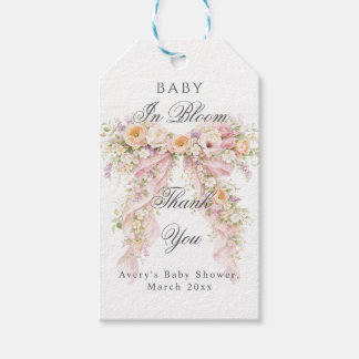 Étiquettes-cadeau Baby in bloom Floral Bow Girl Baby Shower 