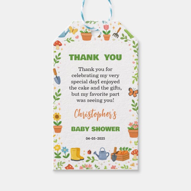 Étiquettes-cadeau Baby in Bloom Garden Baby Shower | Cute Floral (Devant)