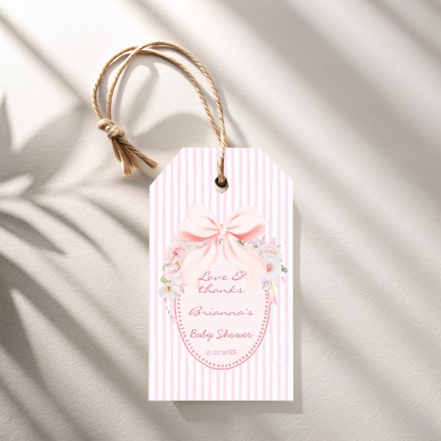 Étiquettes-cadeau Baby in bloom retro preppy bow baby shower favor (Baby in bloom retro preppy bow baby shower favor gift tags)