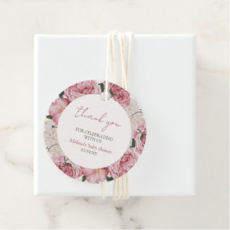 Étiquettes Cadeau Baby in Bloom rose Floral Baby shower Favoriser le