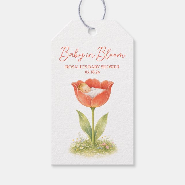 Étiquettes-cadeau Baby in Bloom Whimsical Garden Boho Baby Shower (Devant)