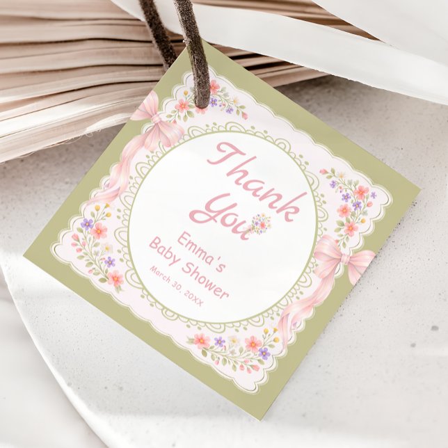 Étiquettes Cadeau Baby in Bloom Wildflower Baby Shower Thank you (Créateur téléchargé)