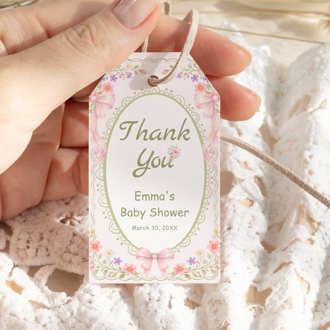 Étiquettes-cadeau Baby in Bloom Wildflower Baby Shower Thank You (Créateur téléchargé)