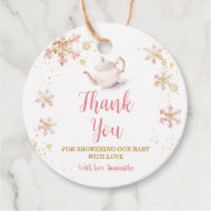 Étiquettes Cadeau Baby Is Brewing Fête du Thé Rose Hiver Baby Shower
