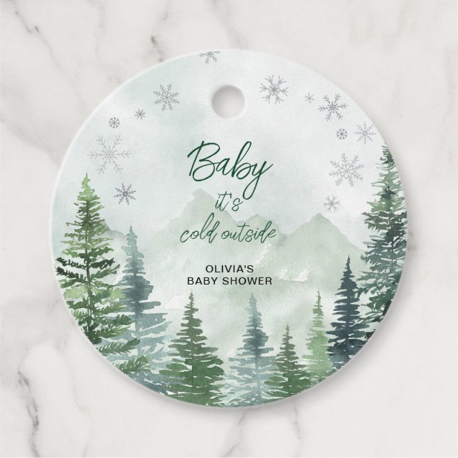 Étiquettes Cadeau Baby it's Cold Outside Baby Shower (Devant)