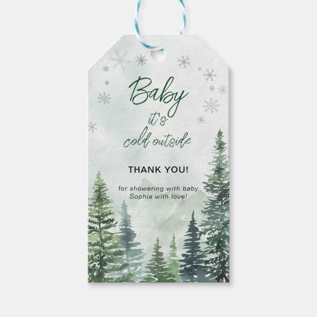 Étiquettes-cadeau Baby it's Cold Outside Baby Shower Thank You (Devant)