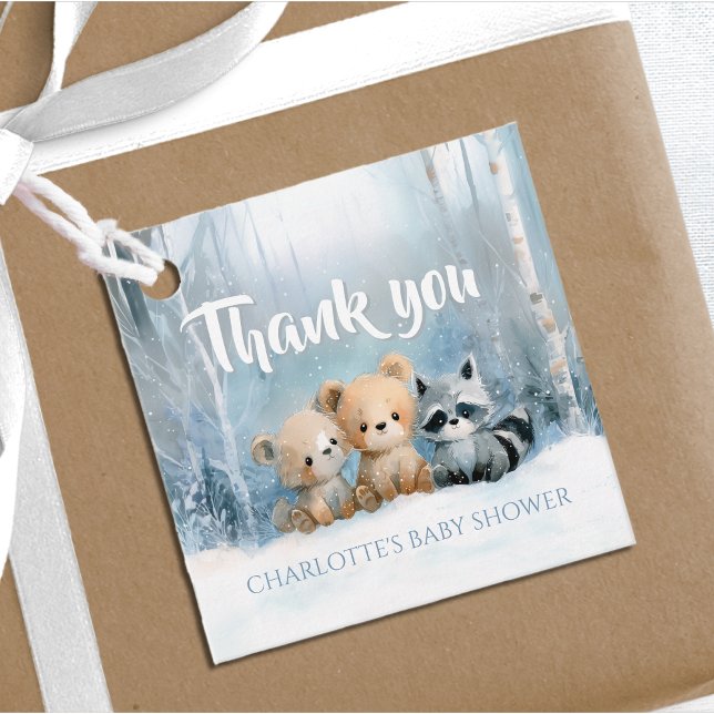 Étiquettes Cadeau Baby it's cold outside Blue Forest Baby Shower (Créateur téléchargé)