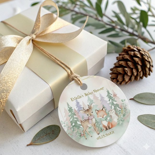 Étiquettes Cadeau Baby It's Cold Outside Cute Winter Woodland (Créateur téléchargé)