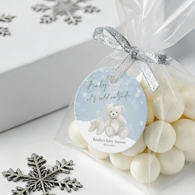 Étiquettes Cadeau Baby, It's Cold Outside Teddy Bear Wonderland  (Créateur téléchargé)