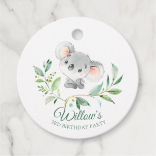 Étiquettes Cadeau Baby Koala Soft Green Eucalyptus Anniversaire