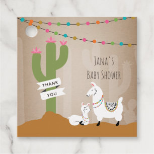 Étiquettes Cadeau Baby Llama Desert Cactus Girl Baby shower