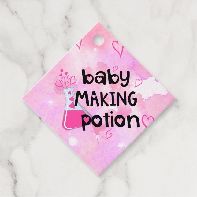 Étiquettes Cadeau Baby Making Potion Baby shower rose (Devant)