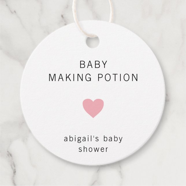 Étiquettes Cadeau Baby Making Potion Moderne Baby shower fille rose (Devant)