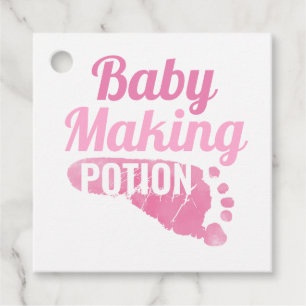 Étiquettes Cadeau Baby Making Potion Rose Empreinte Merci de douche